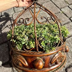 🪴 Antique-Style Hanging Plant Shelf with Faux Plants 4 pcs Available 