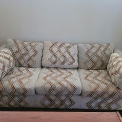 Beige Geometric Patterned Sofa