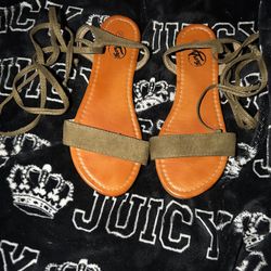 khaki green lace up sandals 