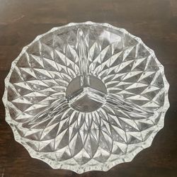 Vintage Three Section Divided Crystal Relish or Nut Dish