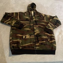 Camouflage Hoodie Men Large Full Zip Fleece Workout Sweatshirt Pullover Sweater
