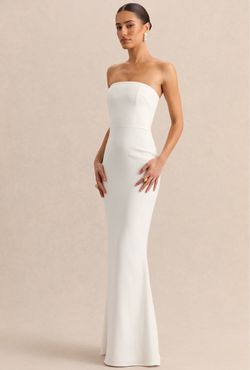 White Strapless Fitted Maxi Gown