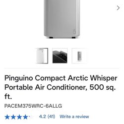 Pinguino Compact Arctic Whisper Portable Air Conditioner, 500 sq. ft.