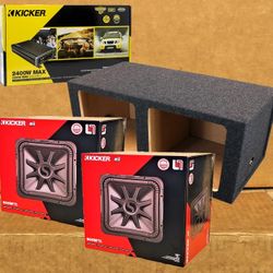 Kicker CX Mono Subwoofer Amplifier L7 Solo Baric L7R15 15" Dual Voice Coil Subwoofers Ported Box 3600 Watts Package 🚨 No Credit Needed 🚨 