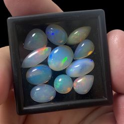 $10 Each Or $90 For ALL - Natural Opals Big Size Oval Marquise And Pear Shape Nice Flashy Rainbow Colors 