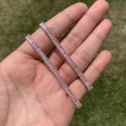 14k Rose Gold Plated Baguette Tennis Bracelet 4mm Men’s Women’s Premium