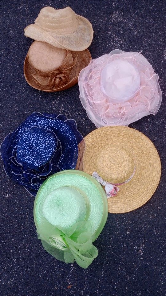 30+ Easter Hats  Vintage Modern Purple Blue Pink White Feathers Felt Deborah Misc Brands $35 Each 