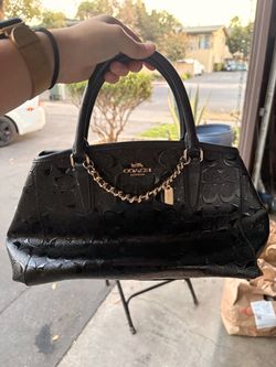 Coach Black Signature Embossed Satchel Handbag
