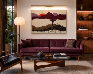 LARGE Original Vintage ANTONINE, SIGNED Fine Art 20x29 Mid-Century Modern Style, Contemporary Embroidered Renowned Santa Barbara, CA Embroiderer Artis