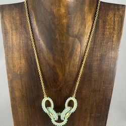 COACH Turquoise Pave Gemstone Link Cluster Necklace 18" Gold NEW $198