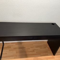 Modern Black Desk + File Organizer – Good Condition