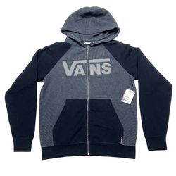 Vans Off The Wall Classic Hoodie Full Zip Youth Medium Blue Sweater Sweatshirt