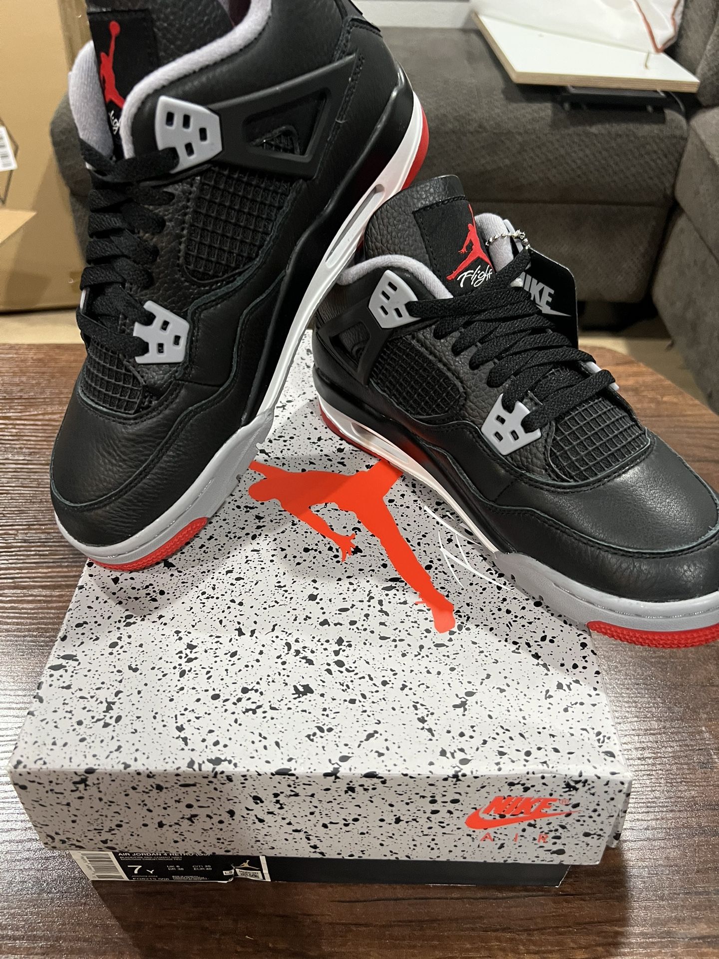 Air Jordan 4 Retro Bred Reimagined Brand New Size 7y