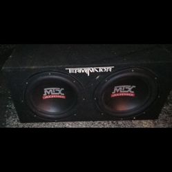 Two 12 Inch MTX Terminator Subwoofers 1200 Watts In Box  W 1000 Watt Amp