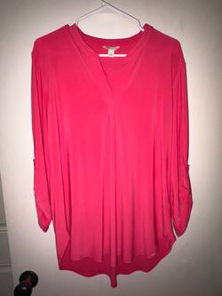 Cato Bright Pink Roll Tab Sleeve Blouse Women’s Large