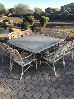 New And Used Patio Sets For In Surprise Az Offerup Beautiful Heaven Duty Outside Patio Set 8 Heavy Metal Chairs With Square Stone Top Table Never
