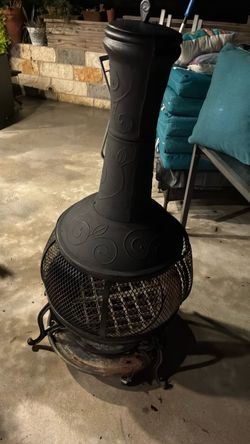 Outdoor cast iron Chiminea Fire Pit.