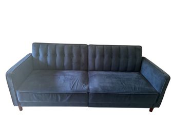 Blue velvet sofa