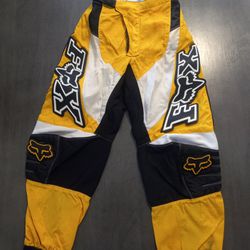 Vintage Fox Racing Motor Pants Mens Size 28 Yellow/White/Black