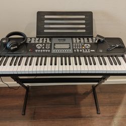 RockJam 61 Key Keyboard Piano With LCD Display Kit, Stand, Headphones & Keynote Stickers
