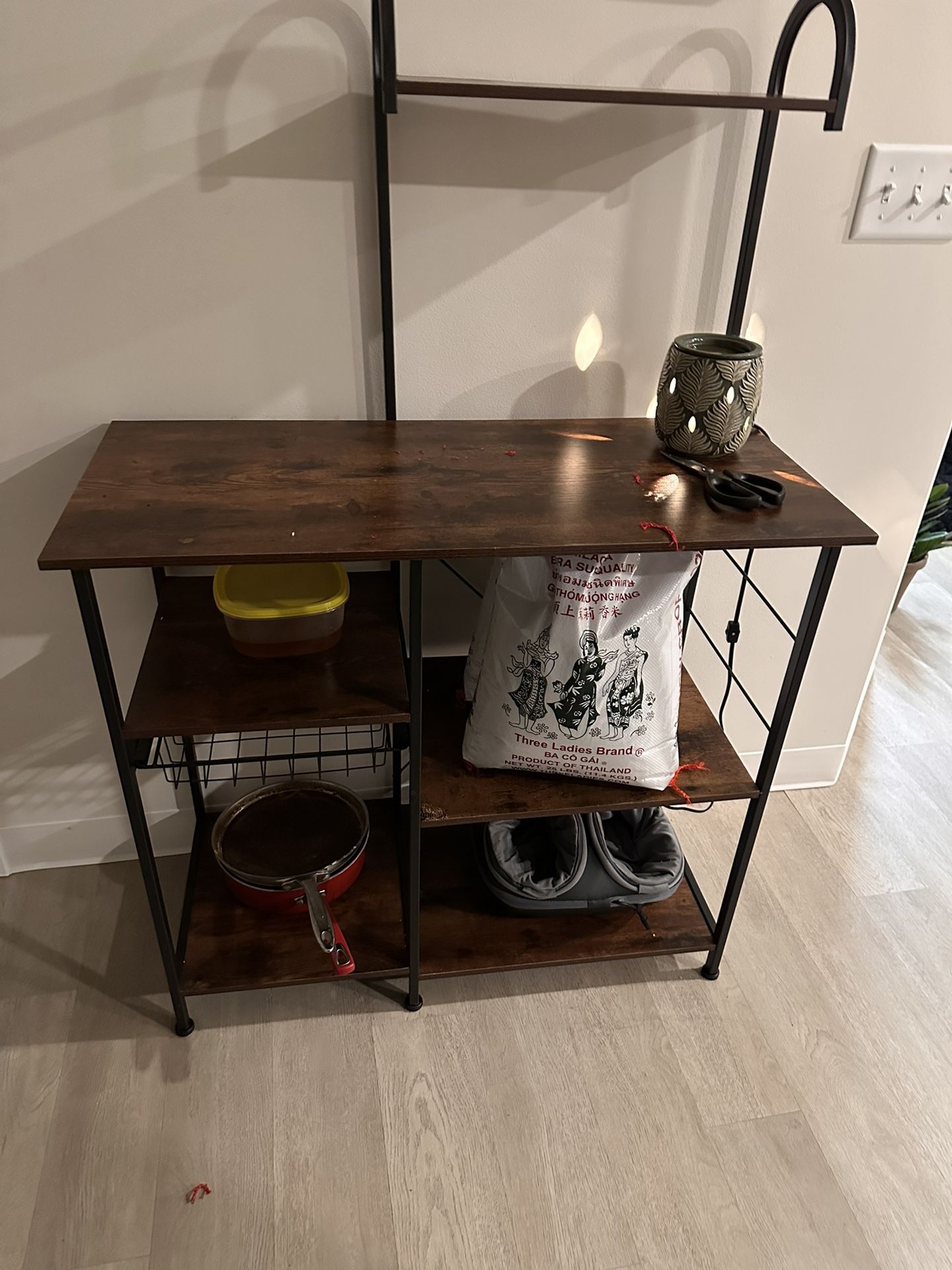 Bakers Rack And A Fish Tank W/ Stand And Accessories