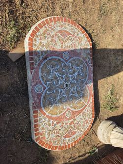 Mosaic concrete patio table