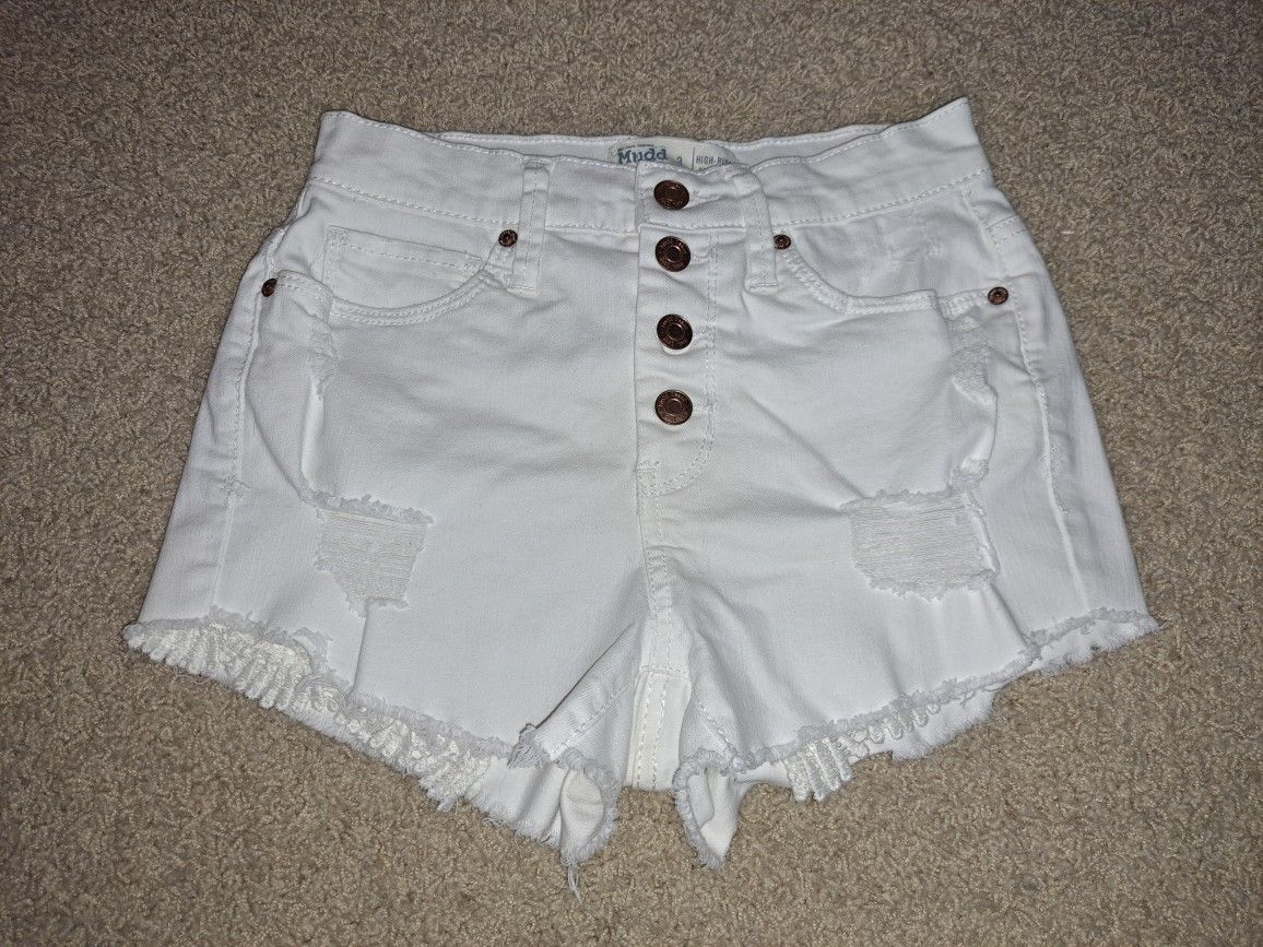 White High-rise Short Shorts