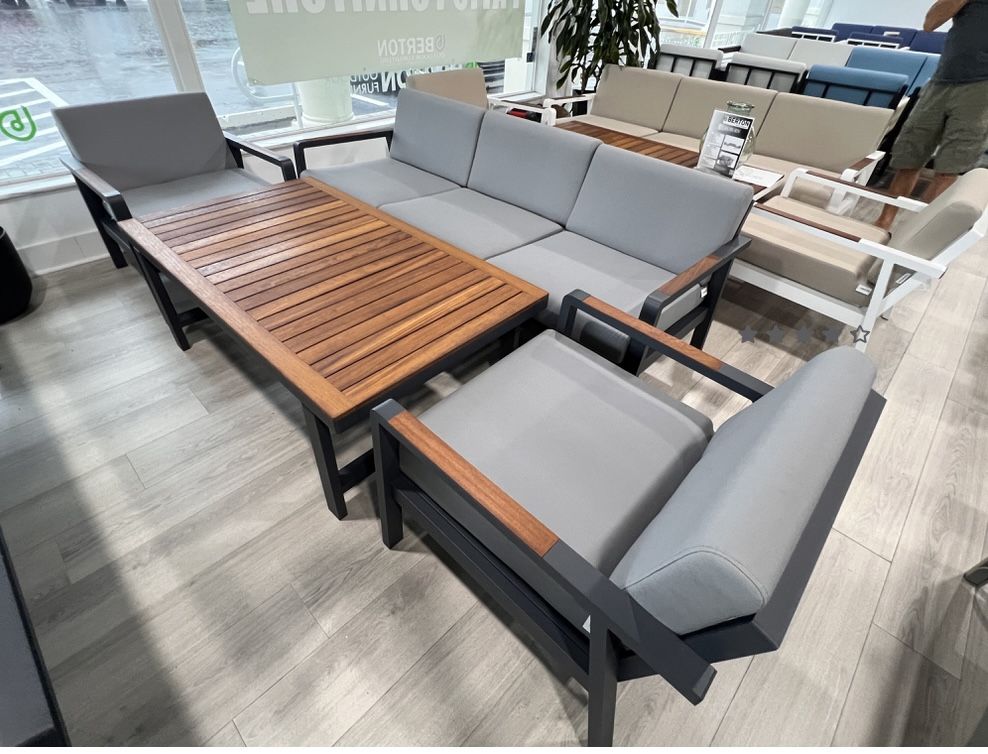 Beautiful New Modern Patio Furniture- Aluminum frame and Teak