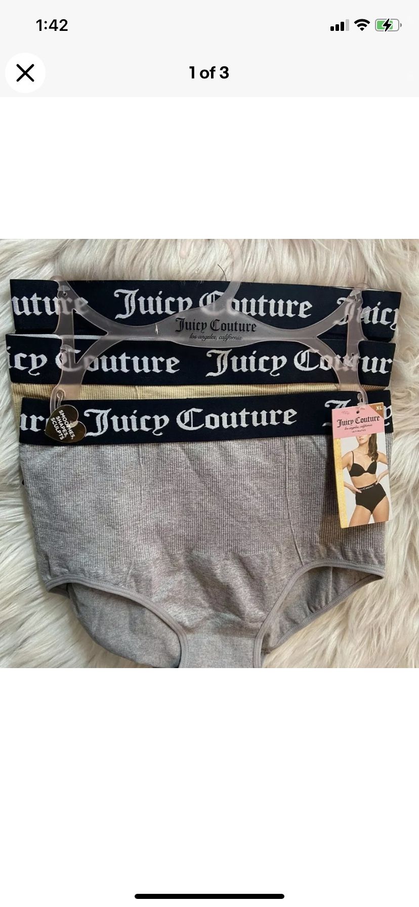 NEW JUICY COUTURE Size XL- 3PKE WIDE LOGO WAISTBAND SHAPING BRIEF PANTIES