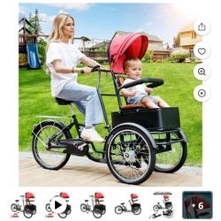 Adult Tricycle with Front Seat and Wood Cargo Rack, 20 inch 3-Wheel Bicycle $300