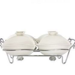 Double warmer ceramic chafing dish 