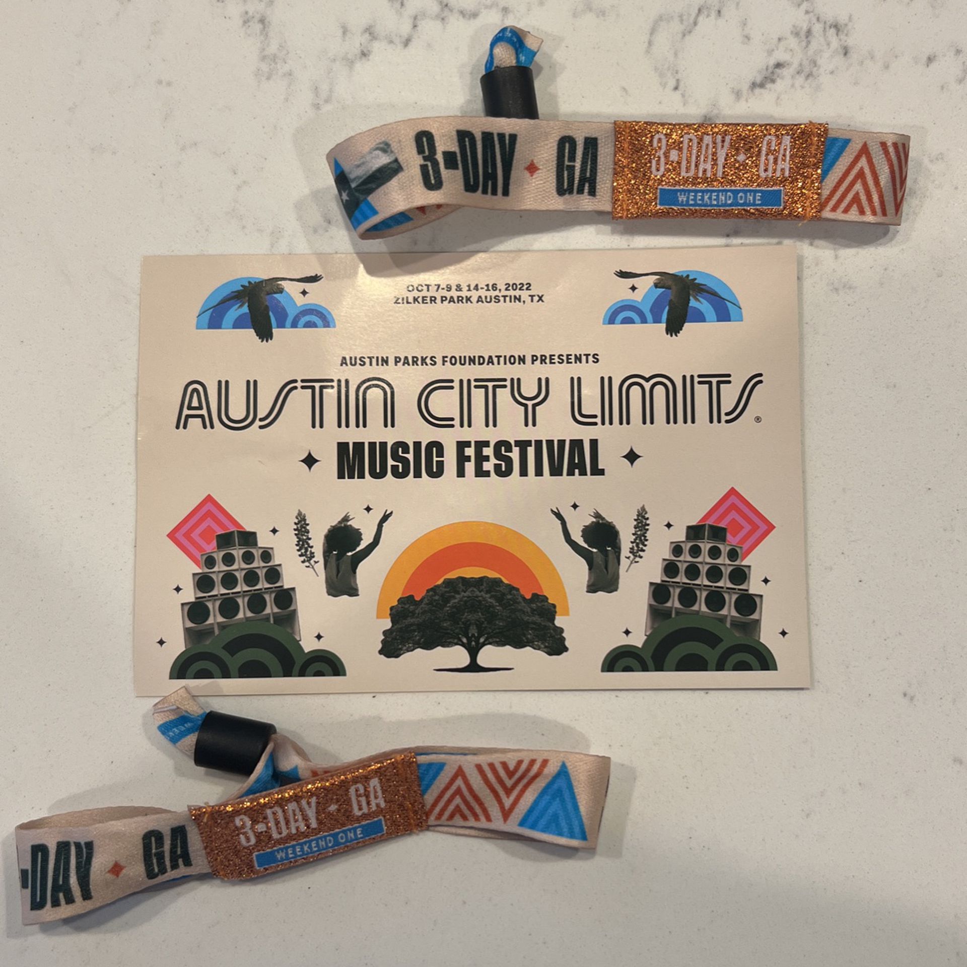 2 ACL Austin City Limits Weekend One 3 Day Tickets / Bracelets