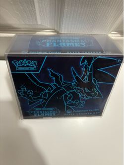 Pokemon center phantasmal flames etb.  Many available.
