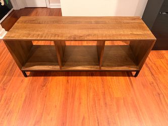 Wooden dark brown cube storage bench