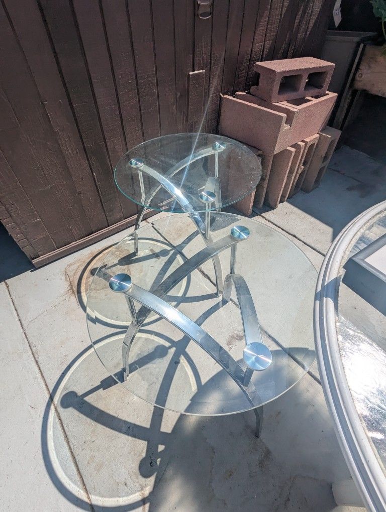 Sliver And Glass End Tables