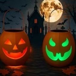 2 Halloween solar pumpkin lights, multicolored lights
