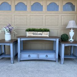 Two End Tables with Matching Sofa Table 