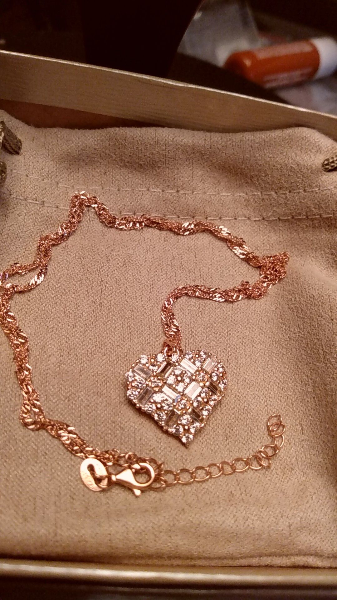 Beautiful 18k rose gold over sterling silver pendant chain 18 New