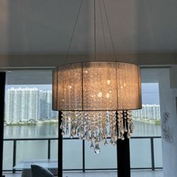 Avenue Lighting Beverly Dr. Round Shade & Crystal Dual Mount 20" Silver - Excellent Condition- Retail: $2575