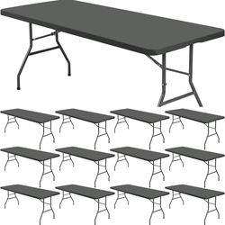 12 Pcs Spandex Picnic Table Cloth, Elastic Fitted Tablecloths for 6 Foot Rectangle Tables, Washable Patio Table Top Cap Cover for Indoor, Outdoor, Cam