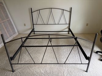 Metal Bed Frame with Decorative Headboard