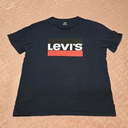 Levi's Sportswear Logo Navy Blue Graphic T-Shirt Mens Size Large Cotton Tee