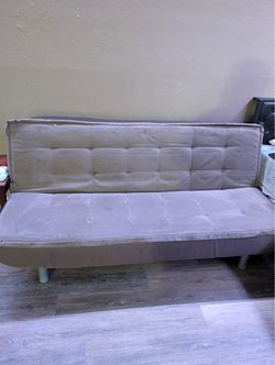 Gray Tufted Futon Sofa Bed