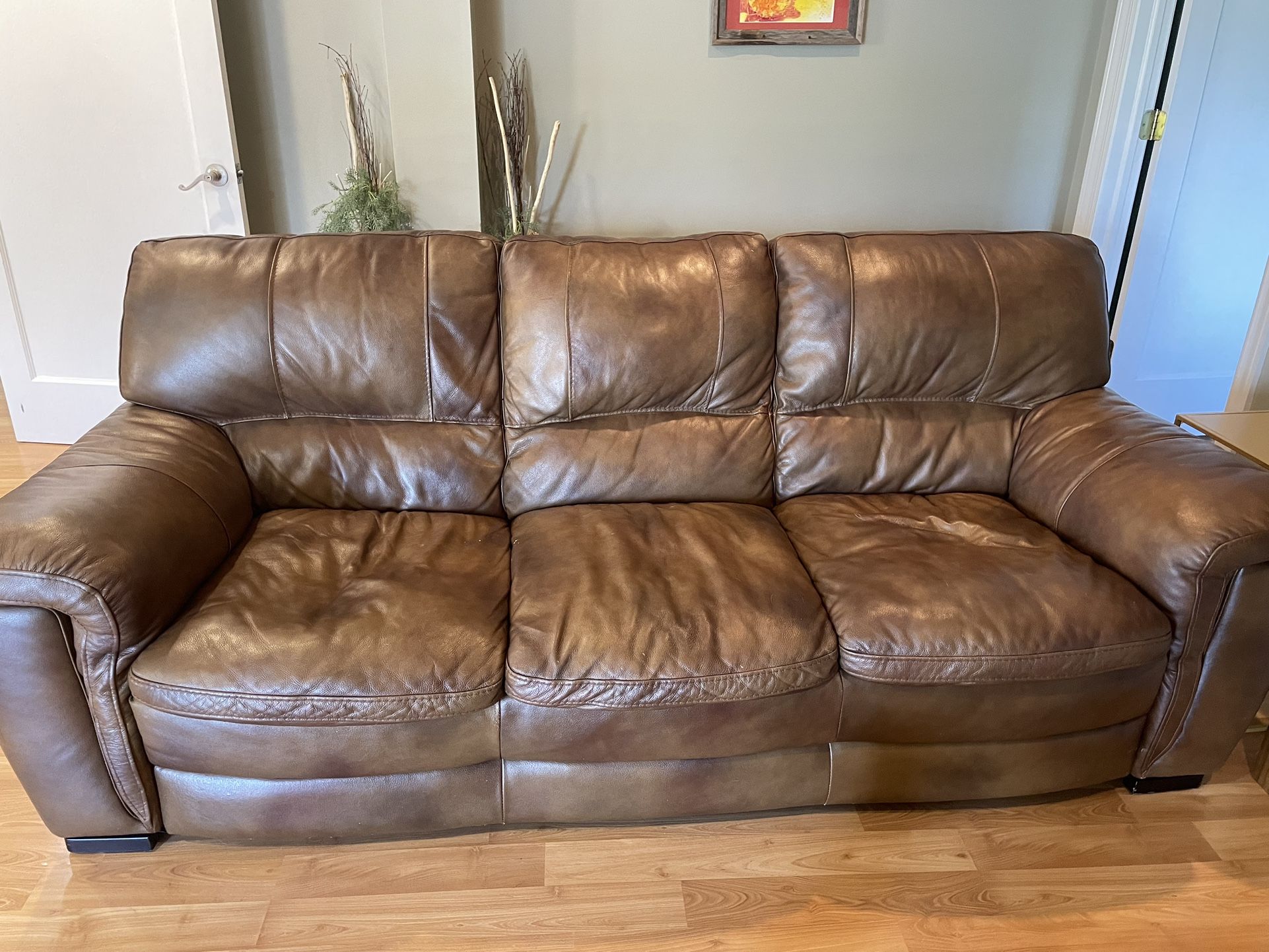 Leather Couch, Loveseat, Chair And Ottoman 