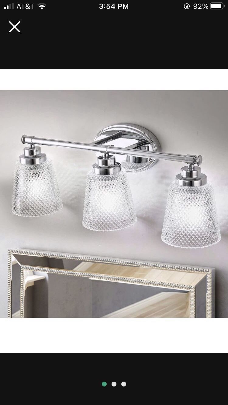 Light , 24"Bathroom Vanity Light Fixtures Over Mirror, 3 Light Chrome Wall Sconces Lighting with Modern Crystal Glass Shade