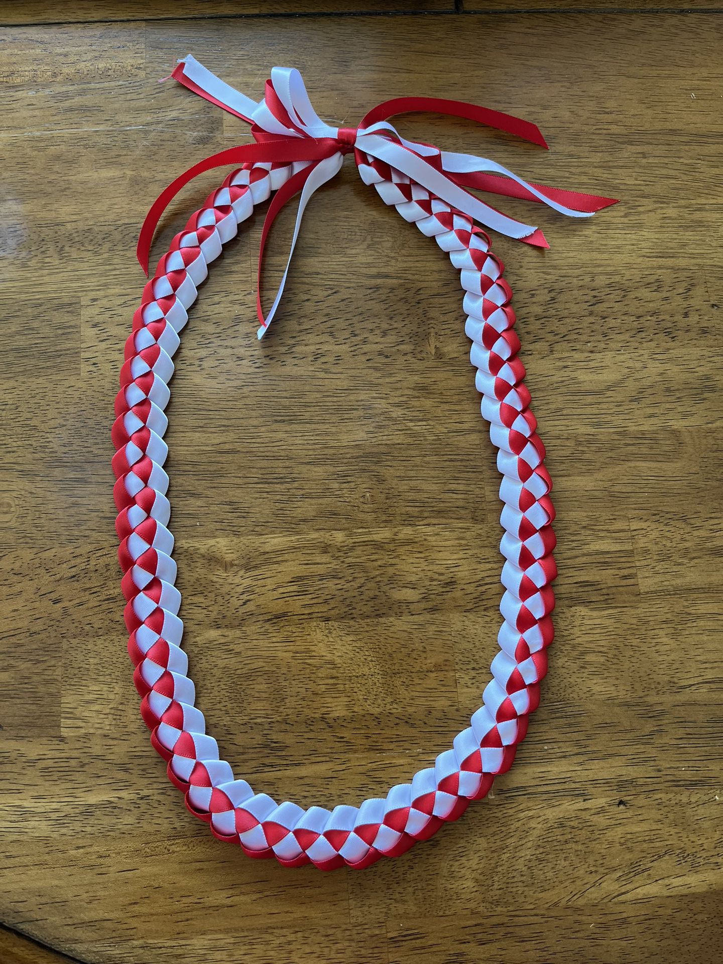 Red And White Ribbon Lei