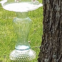 Pretty Clear Crystal Glass Birdbath 22Tx16W🦋🌻🐦🌷Buy 2 Or 3 Get Free Solar Fountain