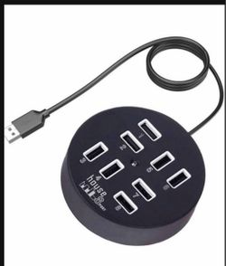 8 Ports USB Charger, Multi-Port Data Transmission Splitter, USB 2.0 Hub Round Shape Adapter with LED for Phone, USB Flash Disk, PC, Tablet, and Other