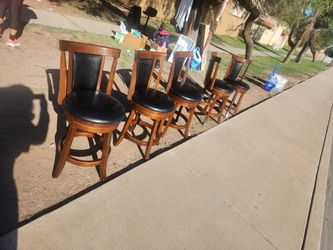 Wood And Leather Stools