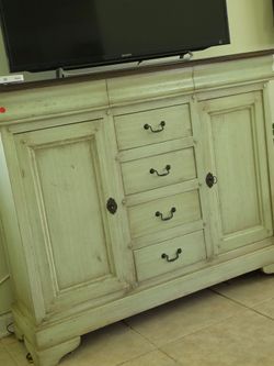 Distressed Wood Sideboard with Drawers